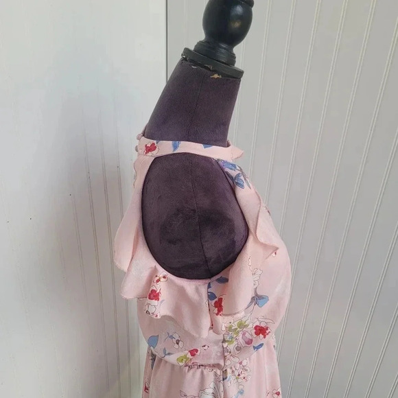 Ava Yelly Pink Floral Ruffle Sleeveless Dress Nordstrom Flowy Keyhole Sz 16 - Picture 15 of 16